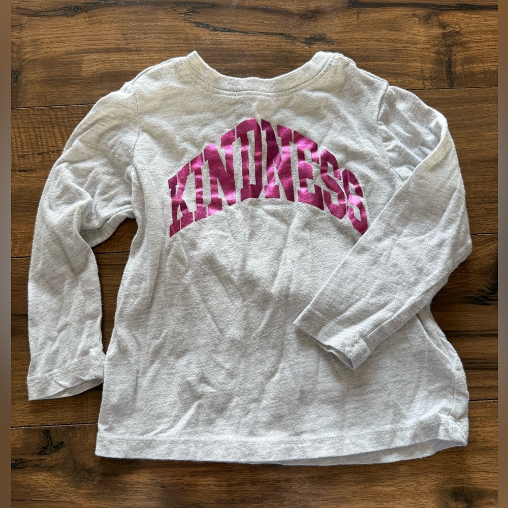 Old Navy White Long Sleeve with Pink 'Kindness' Print